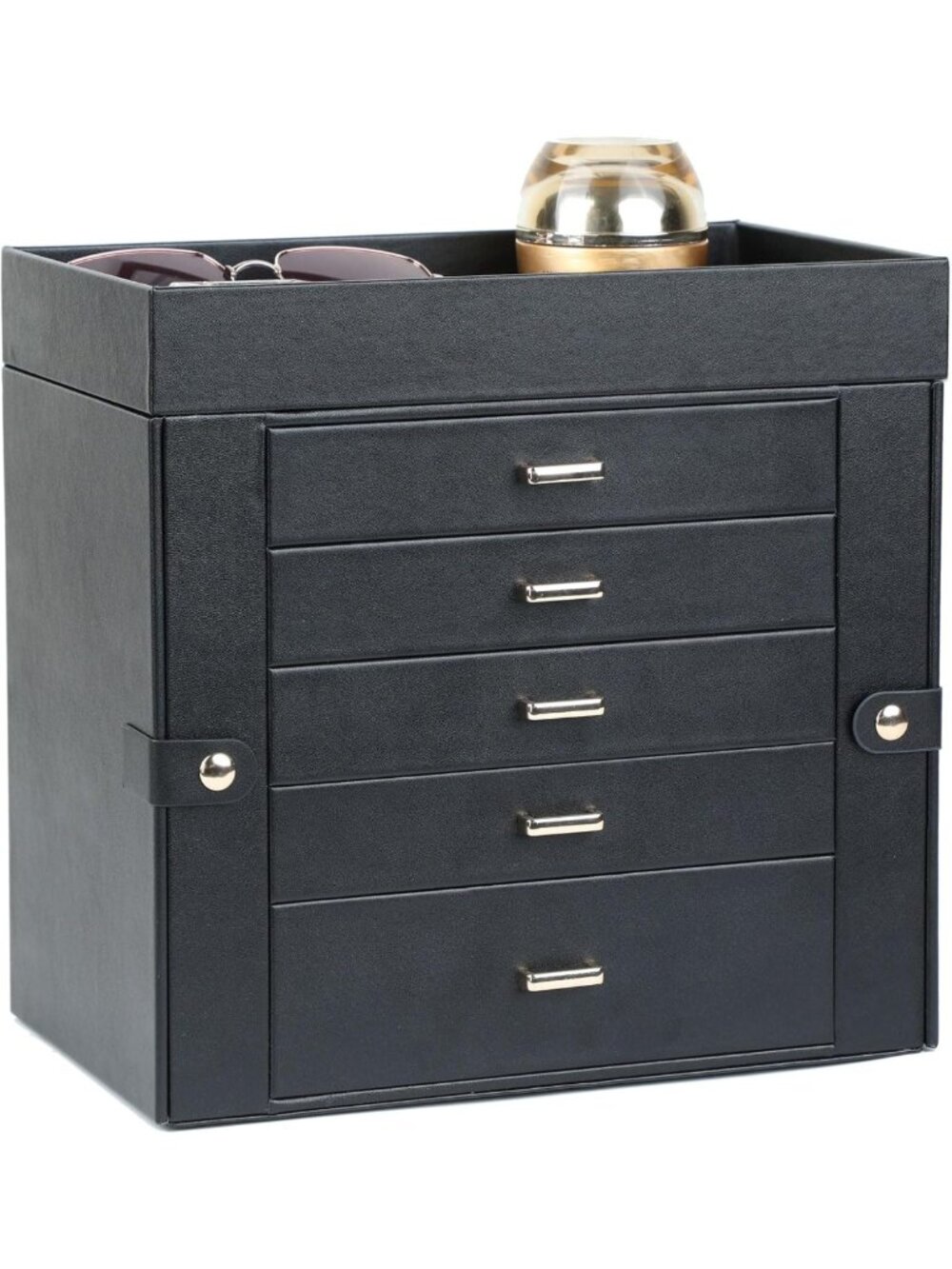 Elegant Large Jewelry Box for Women - 6 Layers, Black Organizer for Accessories